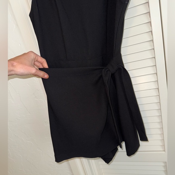 BCBGeneration Black Sleeveless wrap tie front skort romper - Picture 3 of 3